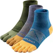 [OrrinSports] 3 Pairs Women & Men's Athletic Toe Socks Five Finger Socks for Running Hiking Walking, C04# Quarter Crew/Pack of
