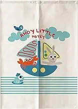 Japanese Room Divider Door Window Fly Linen Privacy Short Kitchen Curtains for Doorways Kitchens Natural red Crab 70 X 120 CM