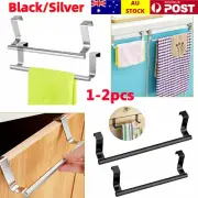 1/2X Over Door Tea Towel Holder Rack Bathroom Rail Cupboard Hanger Kitchen Hook