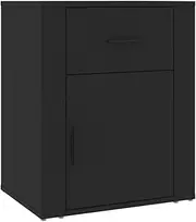 [vidaXL] Bedside Cabinet Bedside Table Nightstand Telephone Stand Side End Table Bedroom Drawer Storage Home Organiser Black Engineered Wood