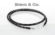 New Choker Braided Leather Cord Necklace Solid Sterling Silver Clasp 4N-611