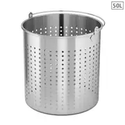 50 L 18/10 Stainless Steel Perforated Stockpot Basket Pasta Strainer With Handle