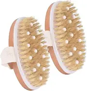 Generic 2pcs Bristle Bath Brush Spa Massage Brush Dry Body Brush for Massage Exfoliating Body Brush Dry Brushing Body Brush for Lymphatic Exfoliating Brush Body Bath Brush Chocolate Bamboo