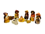 Bolivian Handmade Pottery Andean Nativity Scene Set of 9 Christmas Decor 5" new