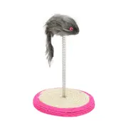 2PCS Pet Cat Playing Toys Sisal Spring Seat Cat Scratch Board With Mouse, Board Diameter: 15cm, Random Color Delivery