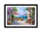 Italian Beachside Cafe Framed print Art Poster