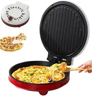 23cm Electric Pizza Oven, 1000W Electric Pancake Maker with Non Stick Surface, Dual Heating Elements, Opens 180 Degrees, Electric Frying Pan for Making Pizzas, Arabic Bread, Quesadillas