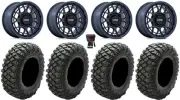 KMC Technic 15" Wheels Blue 30" Crawler XR Tires RZR Turbo S / RS1