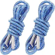 [Isslly] 2pcs Glitter Rhinestone Shoe Laces, Sparkly Round Crystal Strings with Metal Aglets, Bling Drawstring Cords Replacement for Sneakers Boots Shoes Dresses Hoodies Sweatpants- Blue, Blue