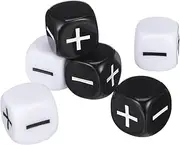 Kisangel 6Pcs Black White Sided Dice with Minus Plus Signs for Party Games Dice for Counting and Fun Activities