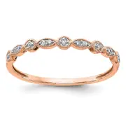Solid 14k Rose Gold Simulated CZ Fancy Band