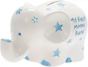 L & P Home & Gifts MY First Elephant Bank, White/Blue, One Size