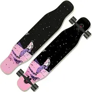 Longboard with High-Speed ABEC Bearings, Drop-Through Skating Cruiser Boards,Four-Wheel Skateboard, Non-Slip Sand Surface Scooter for Boys and Girls Adults