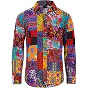 Retro Vintage Boho 1970s Shirt Hippie Patchwork Psychedelic Men's Halloween Carnival Street Dance Retro Theme Party Festival Adults' Shirt