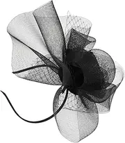 [MUSISALY] Versatile Wedding Fascinator Headpiece Mesh Plume Hair Clip Headband for Women Elegant Bridal Hair Accessories Black