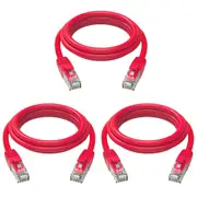 3PK Cruxtec RJ45 Internet LAN 5m CAT6 10GbE Gigabit Speed Ethernet PVC Cable Red