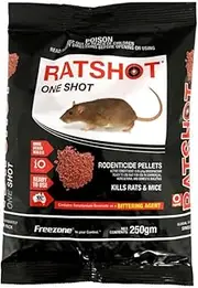 iO Ratshot Red ONE SHOT Rat Mouse Rodent Bait Pellets 250 gm