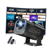 [Built-in App] 1080P Full HD, 4K Projector with 180° Mini Projector Black