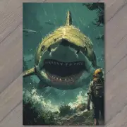 POSTCARD Shark Teeth Scary Swimming In Sky Weird Creepy Unusual Weird Strange