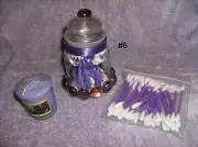 PURPLE QTIPS JAR GLASS GEM CANDLE HOLDER PURPLE QTIPS & LILAC YANKEE VOTIVE #6