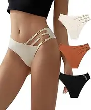 [abandi] Women’s Seamless String Bikini Panties with Illumination, No-Show Cheeky Hipster Briefs, 3 Pack Soft Stretch Underwear