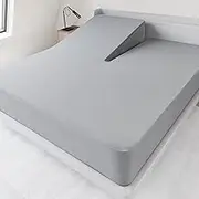 Split Top King Sheets for Adjustable Bed, 34" Top Split from Head, Breathable Split Head King Mattress Cover Fitted for Adjustable Bed with Deep Pocket Up to 18", Half Split, 1 Pack Bottom Sheet, Gray