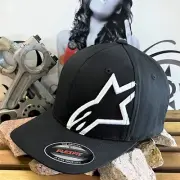 ALPINESTAR MENS CAP LOGO CORP SHIFT FLEX FIT MX SKATE CURVED BRIM COTTON BLACK