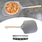 oshhni Pizza Peel with Wood Handle 12inch Alloy Pizza Spatula Tray Baking Tool