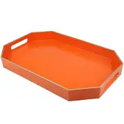 Orange Decorative Tray with Handles Versatile Serving Tray for Coffee Table O...