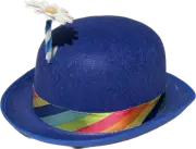 BLUE CLOWN DERBY HAT With Funny White Daisy Flower Costume Cap Adult Bowler Mime