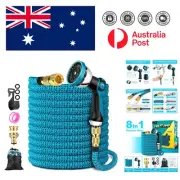 Heavy-Duty 100FT Expandable Garden Hose with 10 Spray Nozzle & Brass Connectors