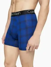 Calvin Klein Men's Ultrasoft Stretch Modal Boxer Briefs Rocky Plaid Sailor Jim-S