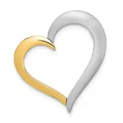14K Two-Tone Textured & Polished Heart Chain Slide Charm