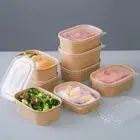 10Pcs/Set Kraft Paper Kraft Salad Bowl Takeaway Packaging Bowl Party Supplies