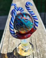 Marble trap glass art sculpture handmade by me DaveMC