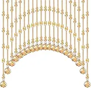 Doorway Tassels Beads, Doorway Arched Glass Beaded Garland Arched Crystal Bead Curtain Crystal Decoration Room Dividers (Color : Gold, Size : 35)