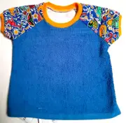 All natural cotton toweling T shirt style dribble Bib/Coverall/Smock: Animals