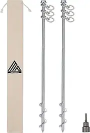 Earth Anchors - 24" Set of 2 Heavy Duty Ground Anchors - Screw in, Drill Bit Included - Ideal for Mobile Homes, Sheds, Swing Sets, Trees, Awnings & Canopies