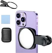 Mobile Phone Mirror Clip with Storage Box, Black Reflective Camera Mirror, Adjustable Portable Universal Smartphone Camera Clip, Suitable for Travel