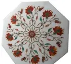 12" Marble side corner Table Top Inlay art work Handmade home room decor