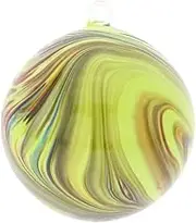 Glass Of Venice Murano Glass Chalcedony Christmas Ornament - Green Swirl