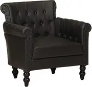 Living Room Chair Armchair Black Real Goat Leather