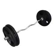 Total 96kg - 120cm Olympic Curl Barbell Weight Set - Rubber Coated Weight Plate