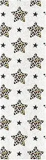 Amooorous Cartoon Leopard Print Star White Grip Tape Designs Skateboard Waterproof Grip Tape Scooter Tear-Proof Cruiser Griptape 33×9 Inch
