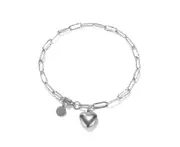 Love Heart Pendant Bracelet,Dainty Bracelet Stretchable Adjustable Bracelet-Silver