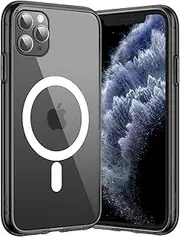 JETech Magnetic Case for iPhone 11 Pro 5.8-Inch Compatible with MagSafe Wireless Charging, Shockproof Phone Bumper Cover, Anti-Scratch Clear Back (Black)