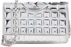 NWT TORY BURCH $498 SOFT METALLIC SILVER FLEMING CHAIN WALLET CROSSBODY BAG