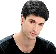 Mens Wig Straight Breathable Black Wig Men Adjustable Mens Wigs Realistic Natural Short Hair Wig Replacement Male Wig for Cosplay Costume