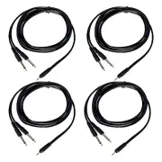 4Pcs 6ft 3.5mm Male Stereo Cables to Dual 1/4" 6.35mm Male Mono Y-Splitter Cable