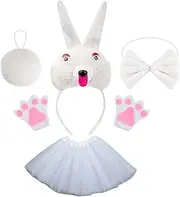 Easter Bunny Ears - Bunny Ears And Tail,Comfortable Adjustable Rabbit Clothes For Cosplay Halloween Parties Easter Celebrations Anime Conventions